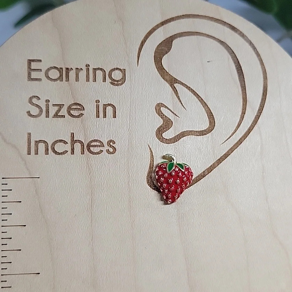 Strawberry Stud Earrings, 925 posts - Picture 2 of 5